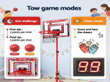 Everfit 2 in 1 Kids Basketball Hoop Adjustable Stand Over Door Scoreboard Red BAS-HOOP-ELEC-2IN1-RD