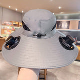 solar fan hat, solar powered hat, outdoor hat with fan, UV protection hat, wide brim hat, summer hat V1106-DSZ-001-123-WHT-4