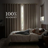 2 Pack Natural 100% Blackout Linen Curtains, Farmhouse Thermal Insulated Drapes for Living Room and V1189-LC-AMZ-00226