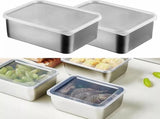 6 Food Containers with Lids - Reusable, Stackable, Waterproof - Stainless Steel - Suitable for Oven, V1188-MS101-01071-1