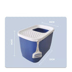 YES4PETS XXL Top Entry Cat Litter Box No Mess Large Enclosed Covered Kitty Tray Dark Blue V278-AT1007-DARK-BLUE