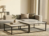 Interior Ave - Ciest Square Nested Coffee Table Set - White Marble Stone V355-IA-CT15-MB