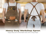 Woodworking Apron for Men, Work Apron with Multiple Tool Pockets, Durable Waxed Canvas Apron, Heavy V1369-AZ3-W-18825