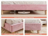 Artiss Single Bed Frame Scallop Upholstered Headboard Pink Velvet Platform Base Support up to 180kg BFRAME-G-ROSY-S-PK-AB