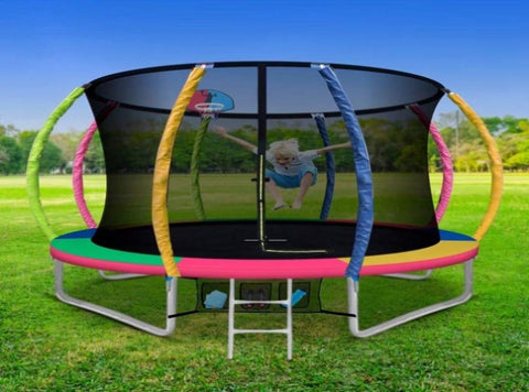Everfit 10FT Trampoline for Kids w/ Ladder Enclosure Safety Net Rebounder Colors TRAMPO-C-C10-MC-AB