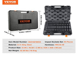 1/2" Drive Impact Socket Set, 65 Piece Socket Set SAE 3/8" to 1-1/4" and Metric 10-24mm, 6 Point V952-CJT12SAECRV65DDRDV0