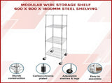 Modular Wire Storage 60x60cm Steel Shelving Chrome With Wheels For Garage Warehouse Or Kitchen V63-841241
