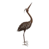 Rust Crane Bird 'Looking Up' Statue 38cm V637-71659CRN