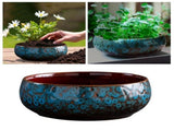 Lotus Bowl Planter x80x93 Glazed Ceramic Water Pot for Indoor Outdoor Use, Shallow Hydroponic V1366-AZ2-W-16754