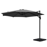 Instahut 3m Outdoor Umbrella w/Base Cantilever Beach Roma 360 Degree Tilt Charcoal UMB-ROMA-BASE-50N-CO