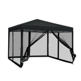 Instahut Gazebo Pop Up Marquee 3x3m Wedding Party Outdoor Camping Tent Canopy Shade Mesh Wall Black GAZEBO-POP-M-FG-3X3-BK