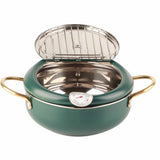Frying Pot with Thermometer Japanese Stainless Steel Fryer Pan for Induction Cooker Deep Green V1294-YM0718-3118200267111