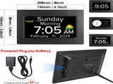 Black Crystal Clear 7-Inch Digital Day Clock with Auto Dimming & Voice Assist - Perfect for Seniors V888-ELOSUNG18095