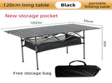 120CM Black Portable Folding Egg Roll Camping Table 4-Pack 36CM Chairs with Storage Bag & Mesh V888-ELOSUNG49115