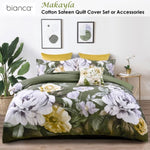 Bianca Makayla Cotton Sateen Quilt Cover Set Double V442-BCA-QUILTCS-MAKAYLA-GREEN-DS