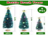 9PCS Bottle Brush Trees with Topper Ornaments, Mini Christmas Trees Sisal Snow Frost Trees with Wood V1370-AZ4-11241