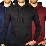 3x Adult Mens 100% Cotton Fleece Hoodie Jumper Pullover Sweater Warm Sweatshirt - S V563-3PCSSANNFIELD-ASST-S