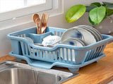 Dish Drying Rack-Dish Rack with Auto-Drain Organizer Rack Dish Rack and Drainaboard Set for Kitchen V1369-AZ3-W-19038