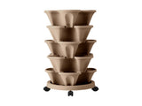 Green Fingers Garden Bed 5 Tier Vertical Garden Grey Strawberry Stackable Planters Herb Petunias Tan GARDEN-PLASTIC-25L-DYE