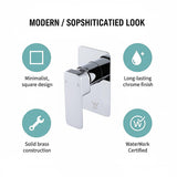 Single Square Shower Bath Mixer Tap Bathroom WATERMARK Approved in Chrome V63-847951