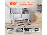 Stainless Steel Dog Washing Station, 127 cm Pet Grooming Tub w/ Stairs, PE Water Filter Board, V952-BXGCWYG50CSLNZPKYV0