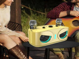 Wireless Bluetooth Karaoke Speaker with 2 Microphone Home KTV Set Gold V1263-JX-6966-3