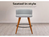 Artiss 4x Bar Stools Linen Padded Wooden Grey BA-TW-8126-LI-GYX4