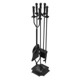 Fireplace Tool Set, 5 PCS Tool Set and Holder with Five-Prong Stand, Tongs, Ash Shovel, Brush, V952-BLGJTJ5JTWZG9M137001V0