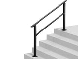 Outdoor Handrails for Steps, 4-5 Step Stair Rail Kit, Black Square Tube with Horizontal Bar, Carbon V952-FGDHGZLSLZFSY0FVPV0