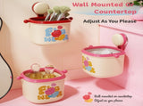 2-Pack Cream Red & Cream Powder Cute Suction Cup Wall-Mounted Trash Bin with Bag Press Ring and Wide V888-ELOSUNG49555