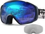 OutdoorMaster Ski Goggles with Cover Snowboard Snow Goggles OTG Anti-Fog -100% UV Protection-OM-18 XFOM-SG18PC-BK