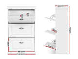 Artiss 2x Shoe Cabinet Storage Organiser 3 Flip Drawer White FURNI-P-SHOE-3D-WHX2