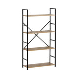CARLA HOME 4 Tier Bookshelf - Industrial Display Shelf - Brown - Rustic - Steel - Living Room Office V178-36413
