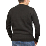 100% SHETLAND RAGG WOOL CREW Round Neck Knit JUMPER Pullover Mens Sweater Knitted - Plain Black - XL V563-SW-CN-FBK-99B-XL