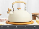2.5 L Whistling Tea Kettles with Wood Grain adjustment Nylon Handle, Capsule Base Tea Kettle, White V1192-AZ-W-11025