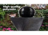 Gardeon Solar Water Feature Twisted Fountain LED Light Bird Bath 85CM Black FOUNT-MOON-BK