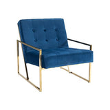 Arm Chair Blue Velvet Fabric Golden Metal Base V43-AC-CRMN-BU
