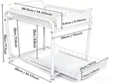 2 Tier Under Sink Storage Rack Kitchen Organizer Steel Frame with Removable Baskets & Suction Feet V324-HO-UNDSINKRACK-WH