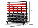 BAUMR-AG 94 Parts Bin Rack Storage System Mobile Double-Sided - Red V219-STRBRKBMRAM94R