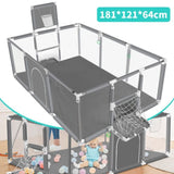 Grey Baby Playpen with Safety Gate V178-66816