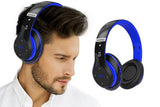 Bluetooth Headphones Over Ear HiFi Stereo Sound Wireless Headphones for Travel Work Cellphone-Blue V1263-JX-7549-2