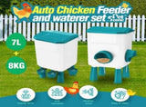 CARLA HOME Automatic Chicken Feeder Waterer Set with 8KG Food 7L Water Capacity for Coop, Chickens, LSB-36358