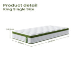 Artiss King Single Bed Set with BedStory Hybrid Mattress Upholstered Platform White Boucle Fabric BFRAME-SET-NEO-XF-34-KS