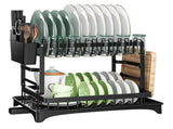 CARLA HOME 2-Tier Dish Drying Rack with Drainage Tray, Utensil Holder, Cup Hooks & Cutting Board LSB-36159