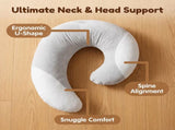 U-Shaped Calming Pillow for Small Pets Soft Plush Support Cushion for Anxiety Relief Deep V1341-ZY-5KGZEWM2-GREYWHITEMIXED