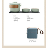 Mini Travel Ceramic Tea Pot Set Kung Fu Teapot, 1 Pot 2 Cups Porcelain Teacup with Tea Infuser V1192-AZ-W-2546