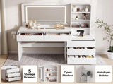 Artiss Dressing Table Makeup Vanity Desk LED Mirror Drawers Charging Station Curved Edge White FUR-AG-DRESS03N-WH-AB