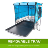 Wire Dog Cage Foldable Crate Kennel 42in with Tray BLUE Cover Combo V274-PET-WCCV42-BU