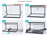 2-Tier Under Sink Organizer and Storage - Heavy Duty Metal Pull-Out Cabinet Organizer, L-Shaped V888-ELOSUNG18459