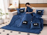 Jewel Blue Padded and Thickened Elf 2-in-1 Foldable Car Pillow Blanket - Cozy 40x40cm Pillow, V888-ELOSUNG33348